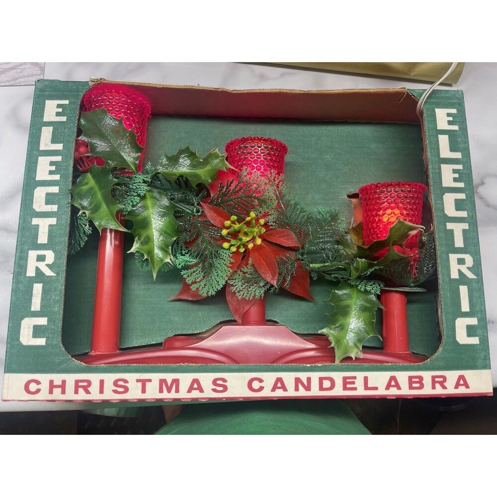 Vintage 1960s ACLA Beacon Electric Christmas Candelabra No. 3720 Box Works MCM